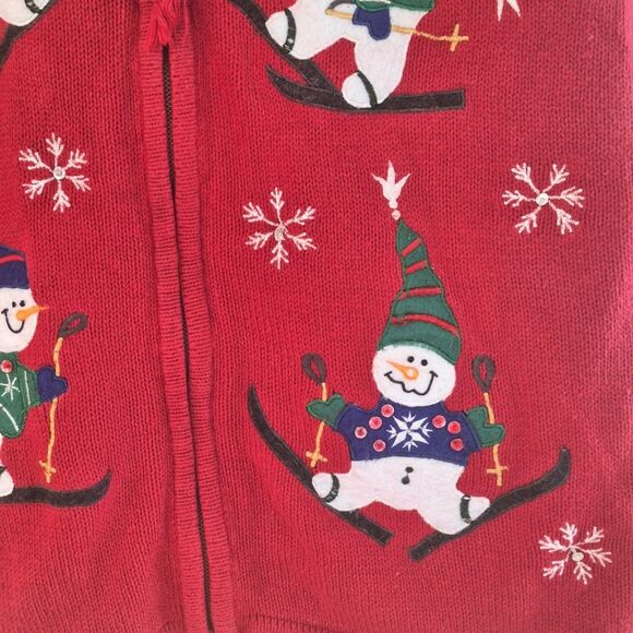 Vintage Bobbie Brooks Christmas Sweater Vest Skiing Snowmen Women's size XL - Picture 12 of 16